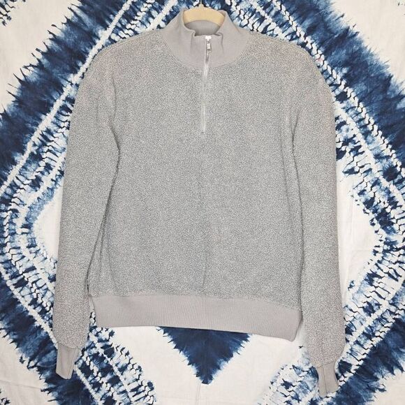 TopShop Gray Boucle Quarter Zip Sweatshirt 6 - Picture 1 of 8